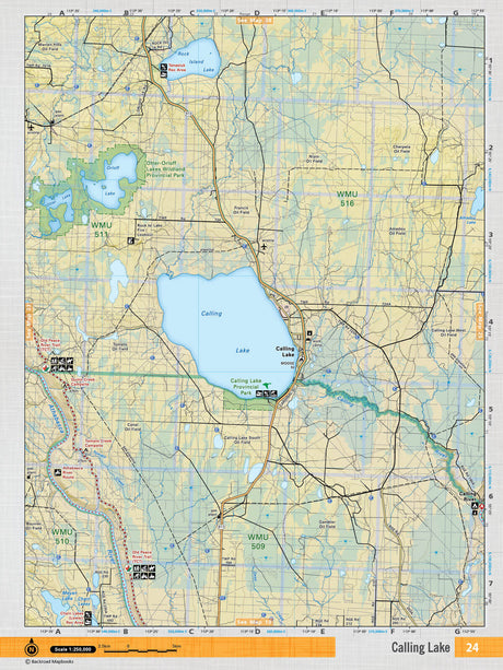 NOAB24 Wall Map - Calling Lake - Backroad Maps