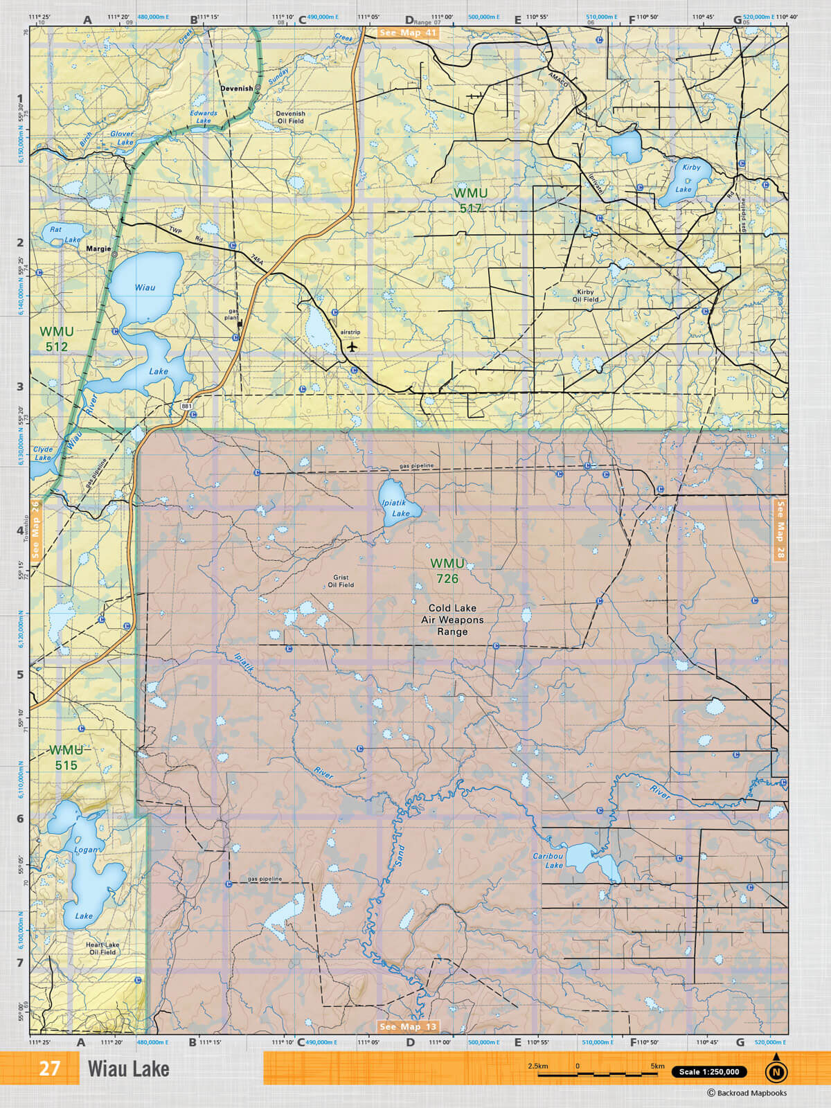 NOAB27 TOPO Map - Wiau Lake - Backroad Maps