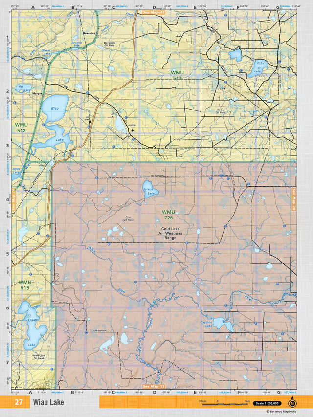 NOAB27 Wall Map - Wiau Lake - Backroad Maps