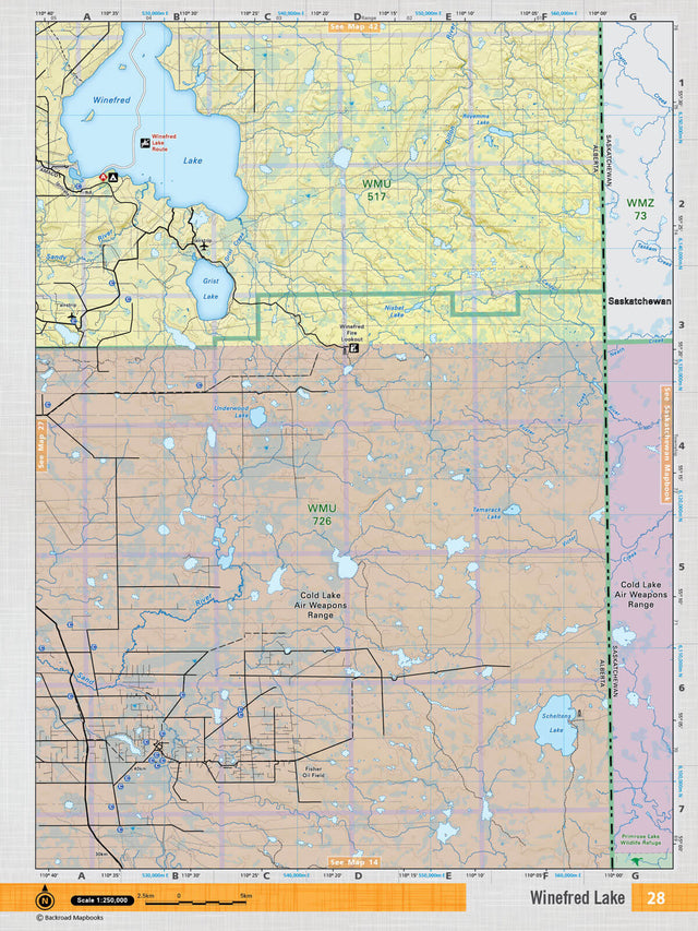 NOAB28 Wall Map - Winefred Lake - Backroad Maps