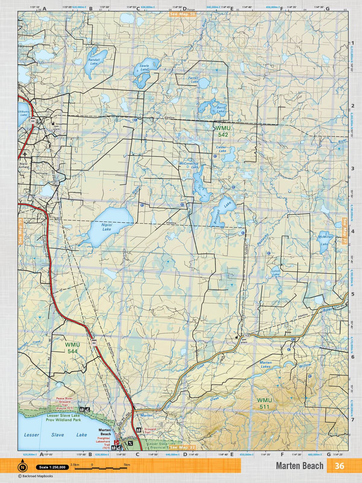 NOAB36 TOPO Map - Marten Beach - Backroad Maps