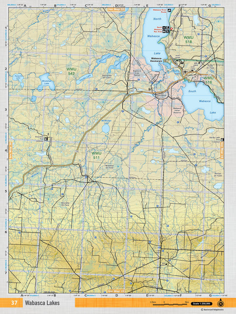NOAB37 Wall Map - Wabasca Lakes - Backroad Maps