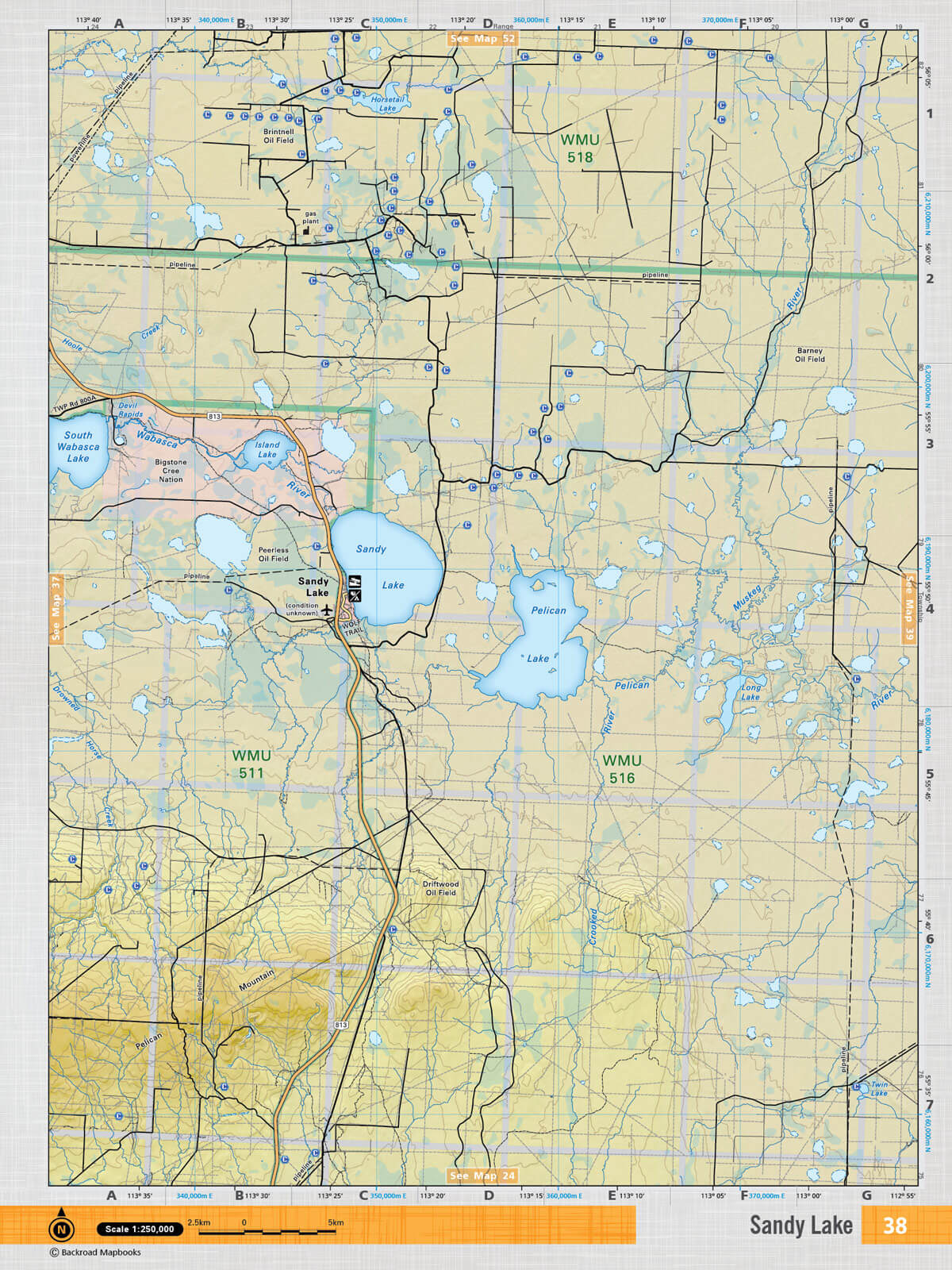NOAB38 Wall Map - Sandy Lake - Backroad Maps