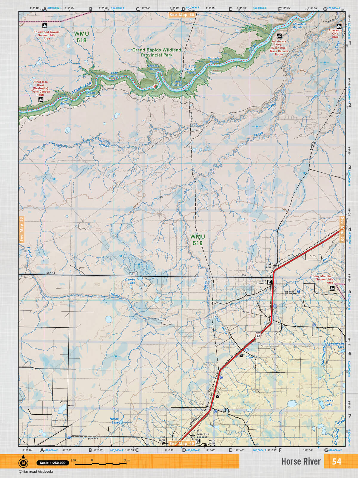 NOAB54 Wall Map - Horse River - Backroad Maps