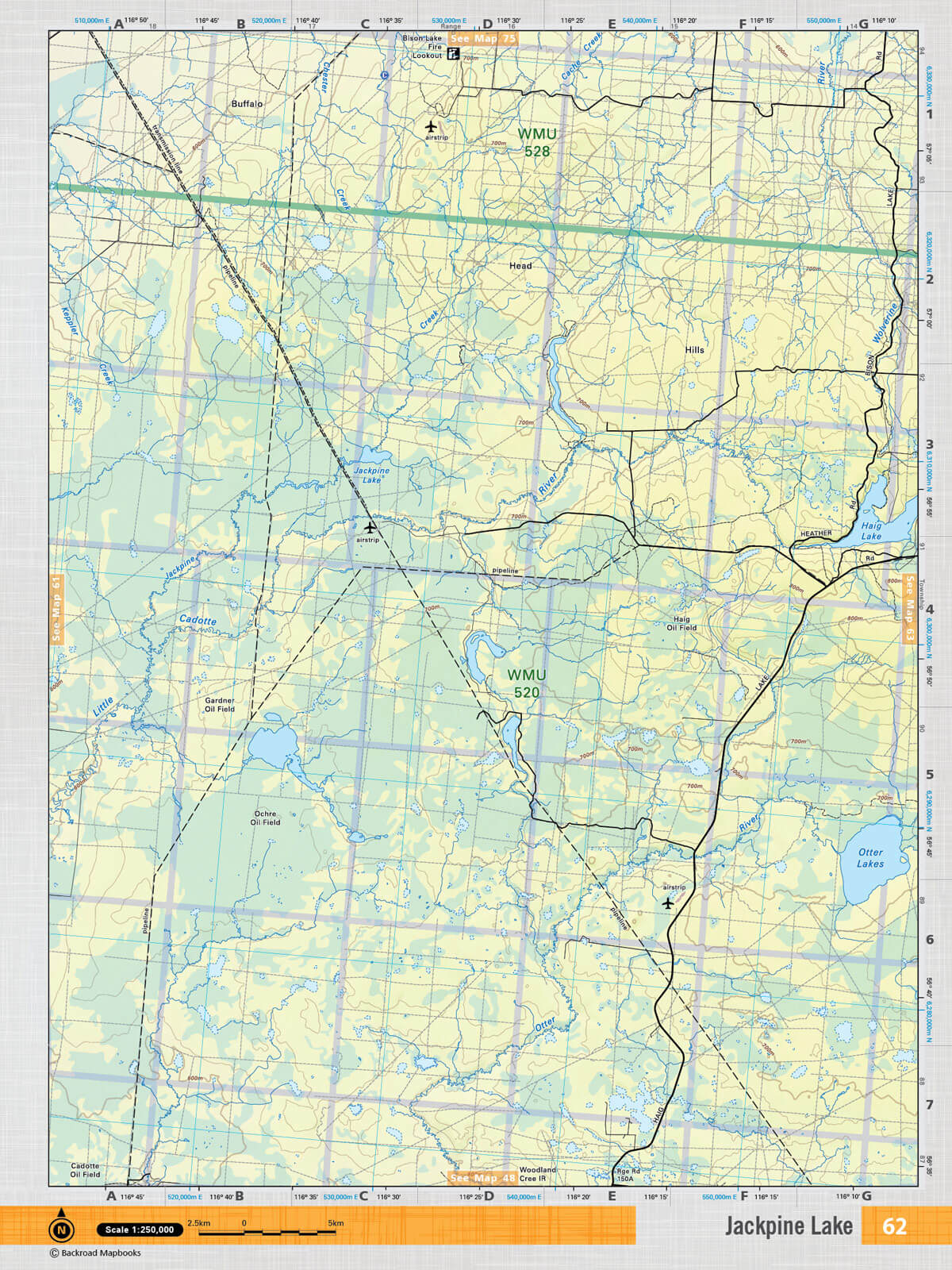 NOAB62 Wall Map - Jackpine Lake - Backroad Maps