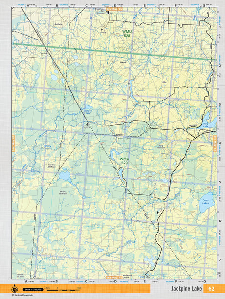 NOAB62 Wall Map - Jackpine Lake - Backroad Maps