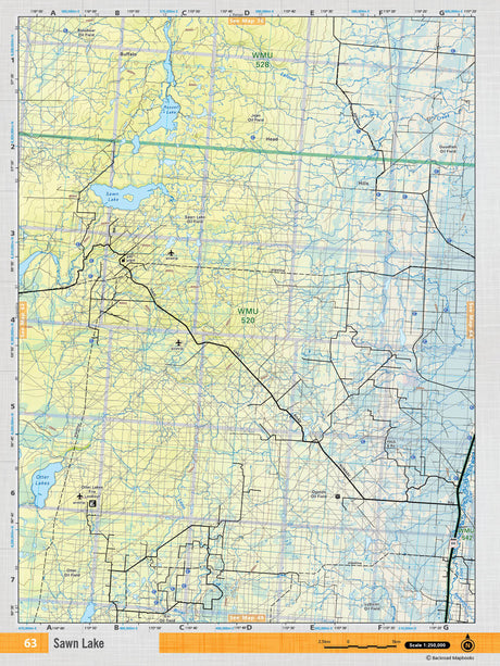 NOAB63 Wall Map - Sawn Lake - Backroad Maps