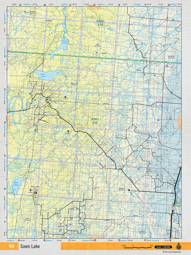 NOAB63 Wall Map - Sawn Lake - Backroad Maps