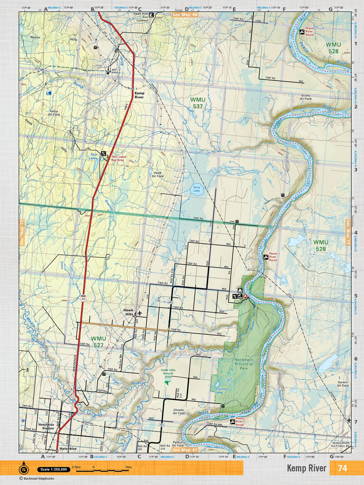 NOAB74 TOPO Map - Kemp River - Backroad Maps