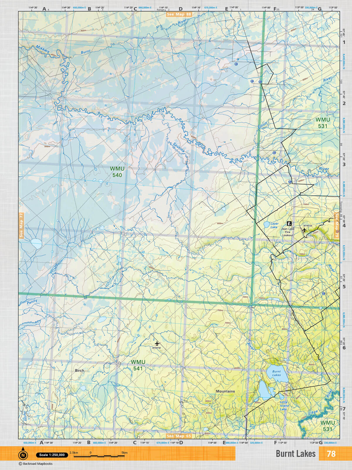 NOAB78 Wall Map - Burnt Lakes - Backroad Maps