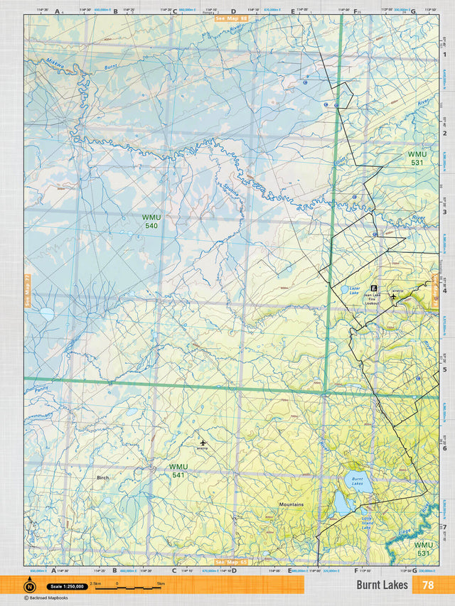 NOAB78 Wall Map - Burnt Lakes - Backroad Maps