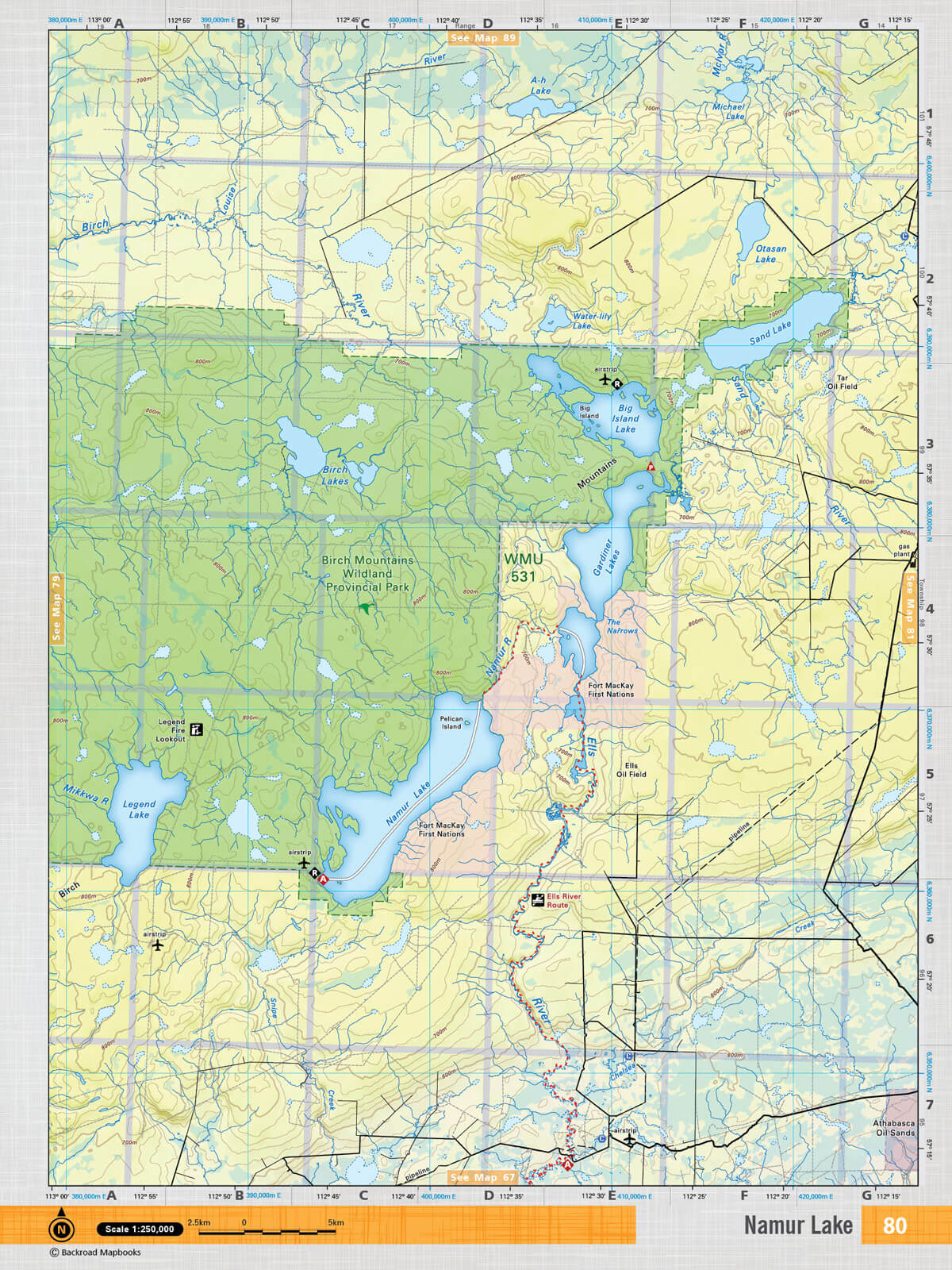 NOAB80 Wall Map - Namur Lake - Backroad Maps