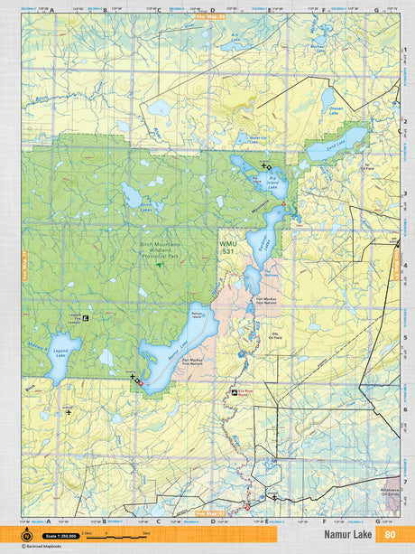 NOAB80 Wall Map - Namur Lake - Backroad Maps