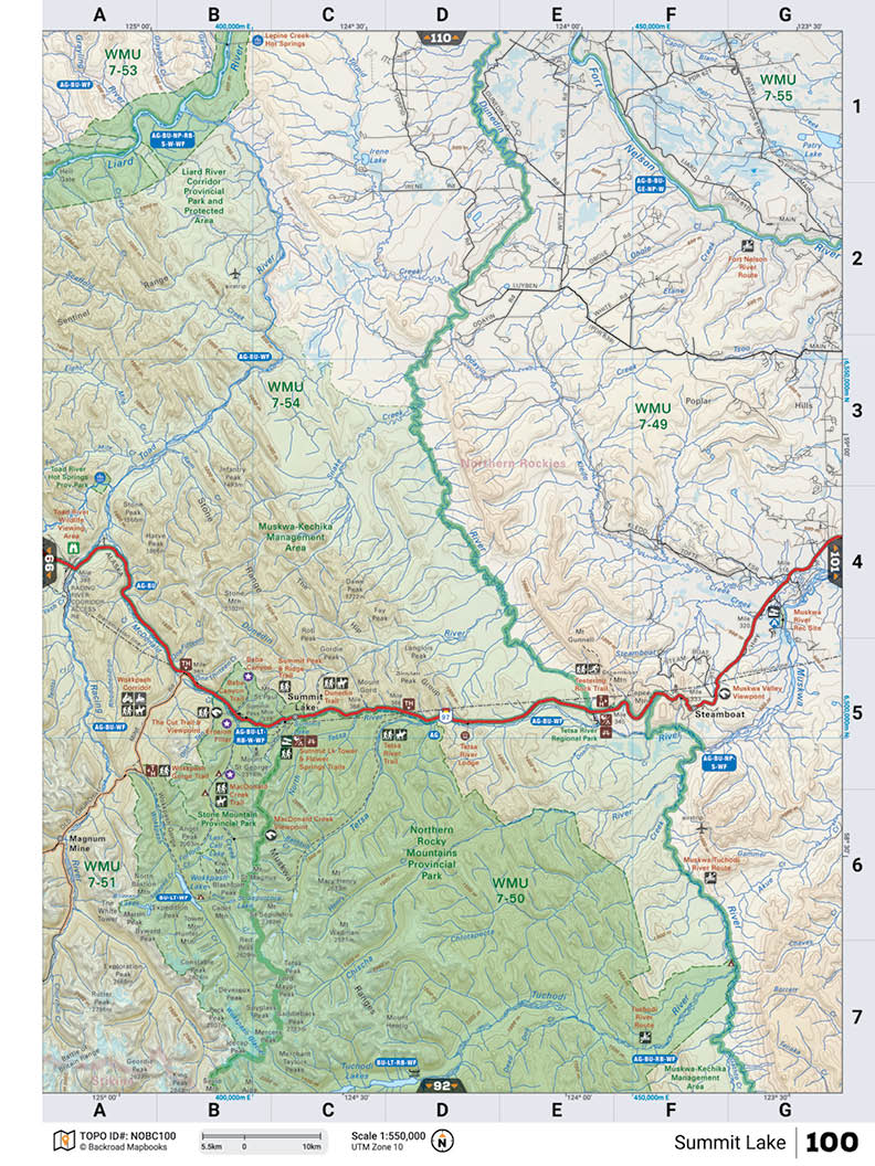 NOBC100 TOPO Map - Summit Lake - Backroad Maps