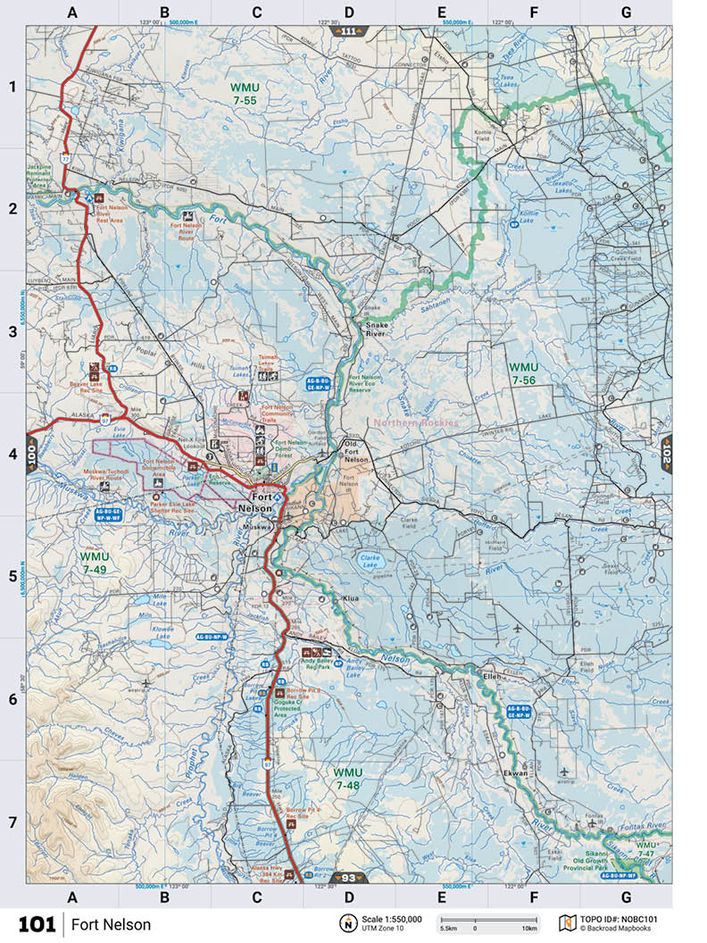 NOBC101 TOPO Map - Fort Nelson - Backroad Maps