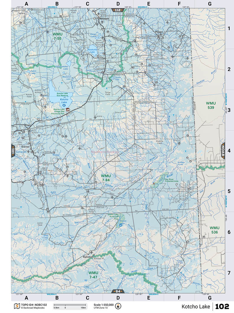 NOBC102 Wall Map - Kotcho Lake - Backroad Maps