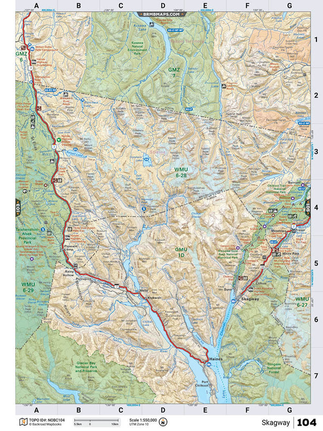 NOBC104 TOPO Map - Skagway - Backroad Maps
