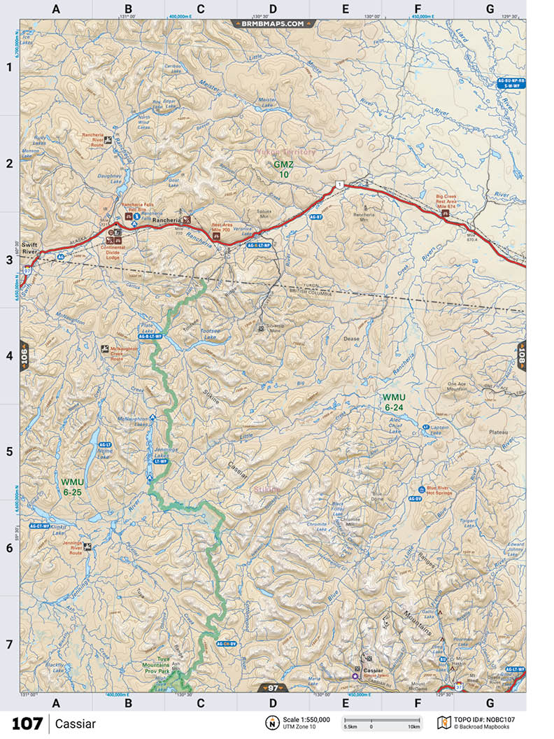 NOBC107 TOPO Map - Cassiar - Backroad Maps