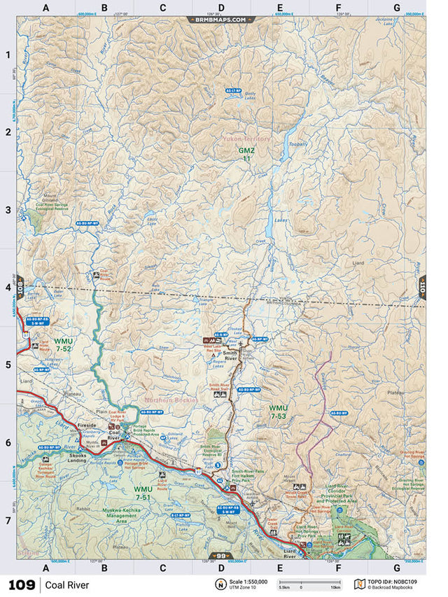 NOBC109 Wall Map - Coal River - Backroad Maps