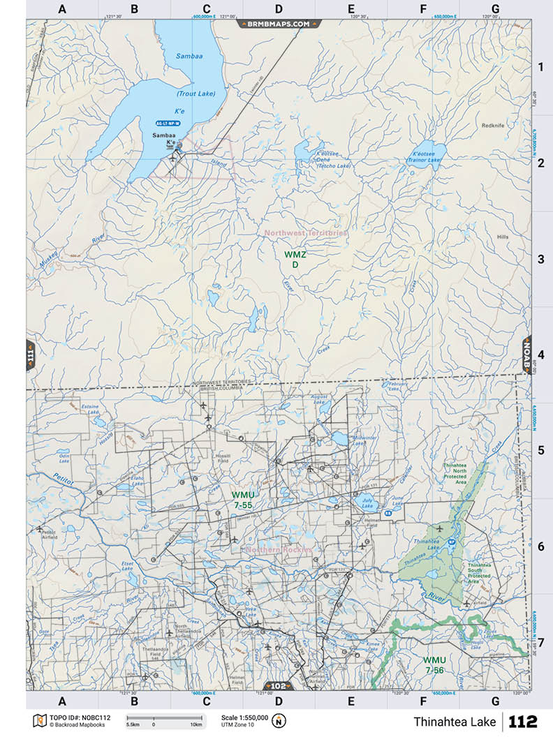 NOBC112 Wall Map - Thinahtea Lake - Backroad Maps
