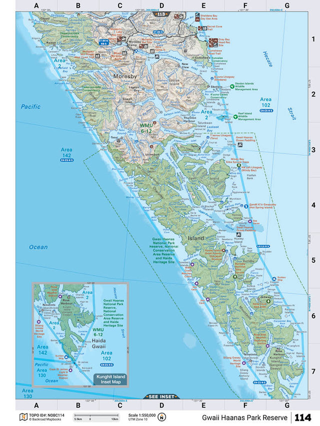 NOBC114 TOPO Map - Gwaii Haanas Park Reserve - Backroad Maps