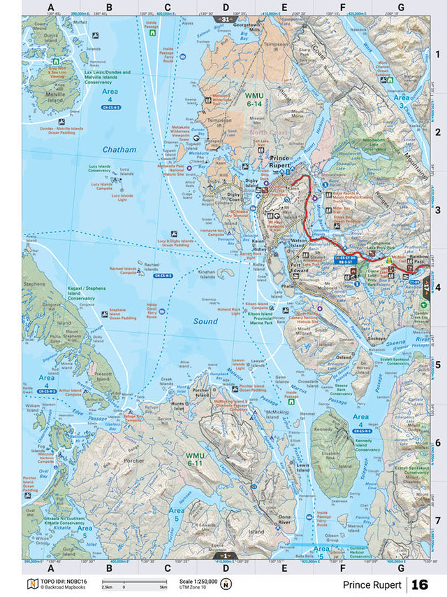 NOBC16 Wall Map - Prince Rupert - Backroad Maps