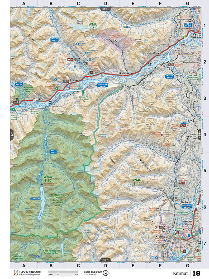 NOBC18 TOPO Map - Kitimat - Backroad Maps