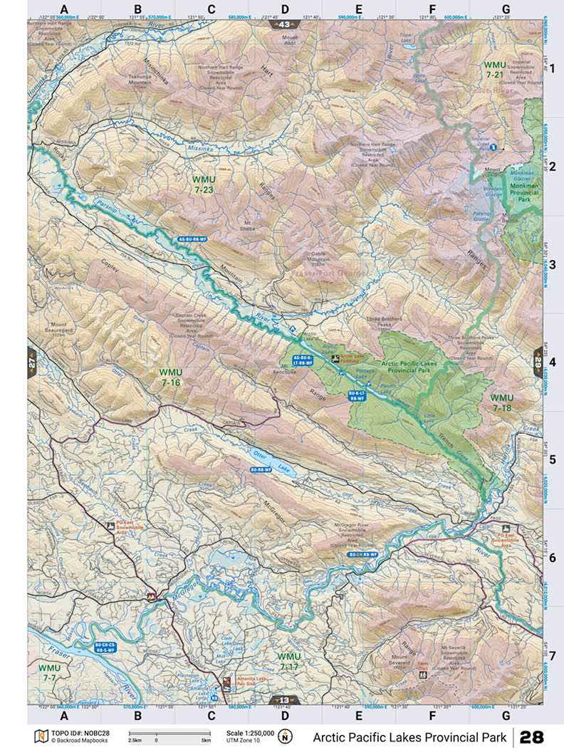 NOBC28 TOPO Map - Arctic Pacific Lakes Prov Park
