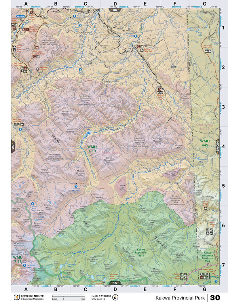 NOBC30 TOPO Map - Kakwa Provincial Park - Backroad Maps