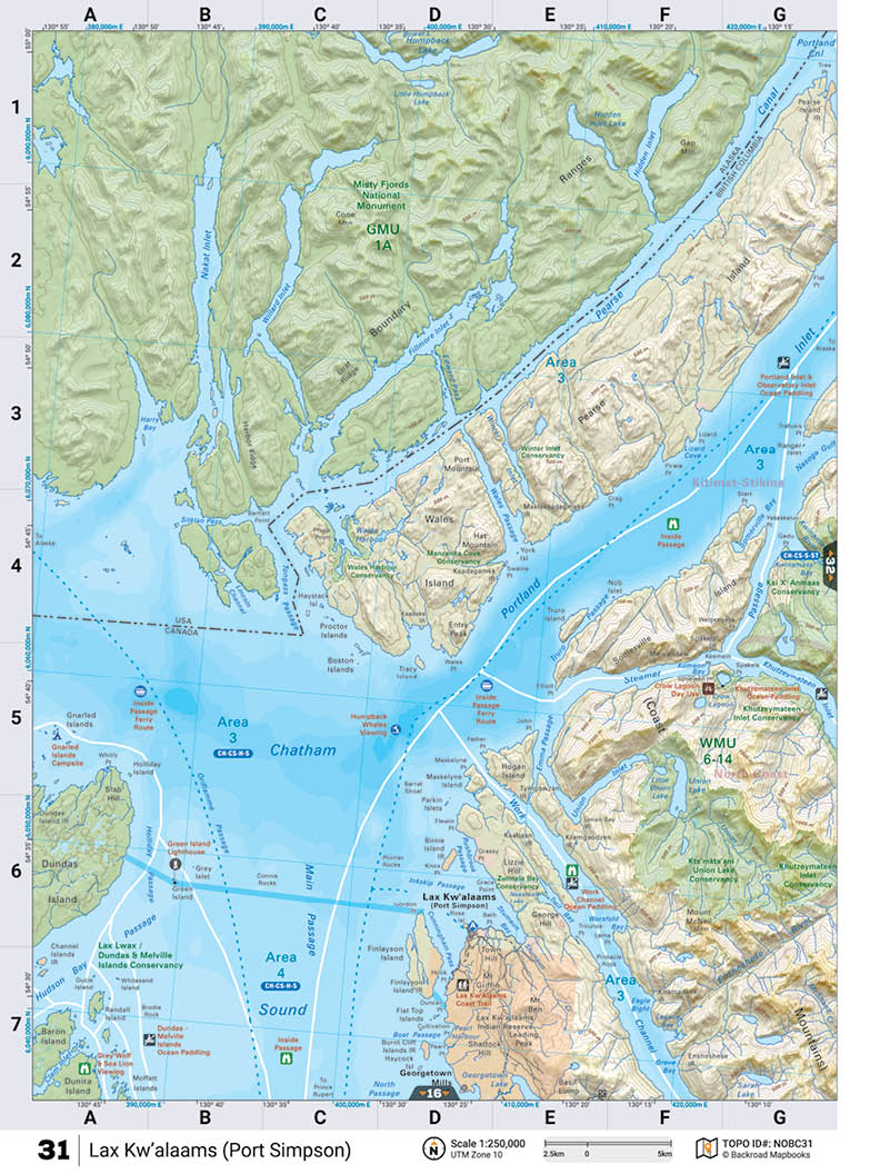 NOBC31 TOPO Map - Lax Kw'alaams (Port Simpson) - Backroad Maps