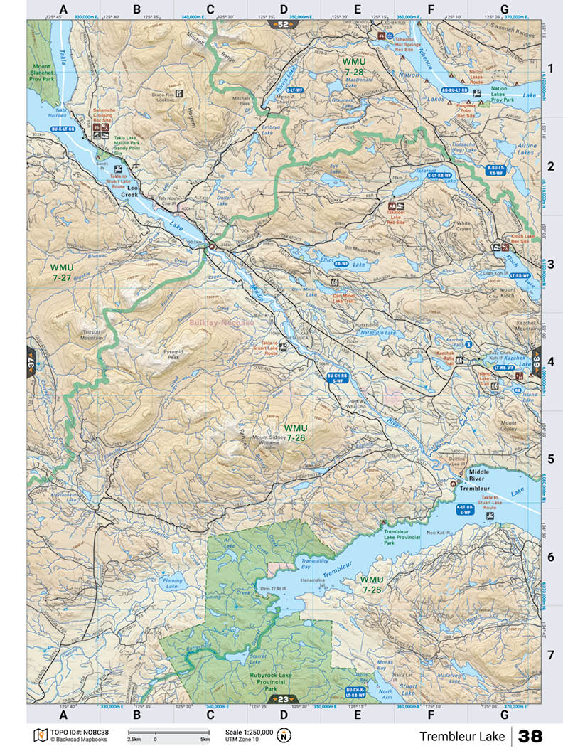 NOBC38 TOPO Map - Trembleur Lake - Backroad Maps
