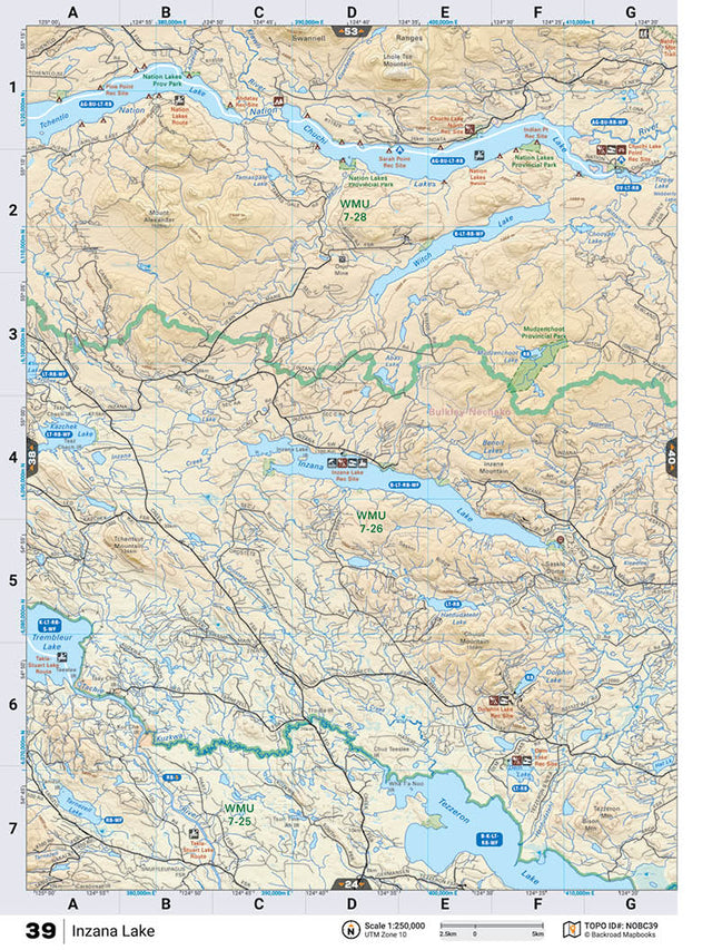NOBC39 TOPO Map - Inzana Lake - Backroad Maps