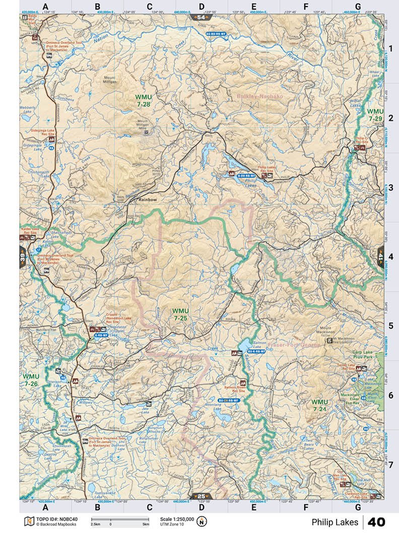 NOBC40 Wall Map - Philip Lakes - Backroad Maps
