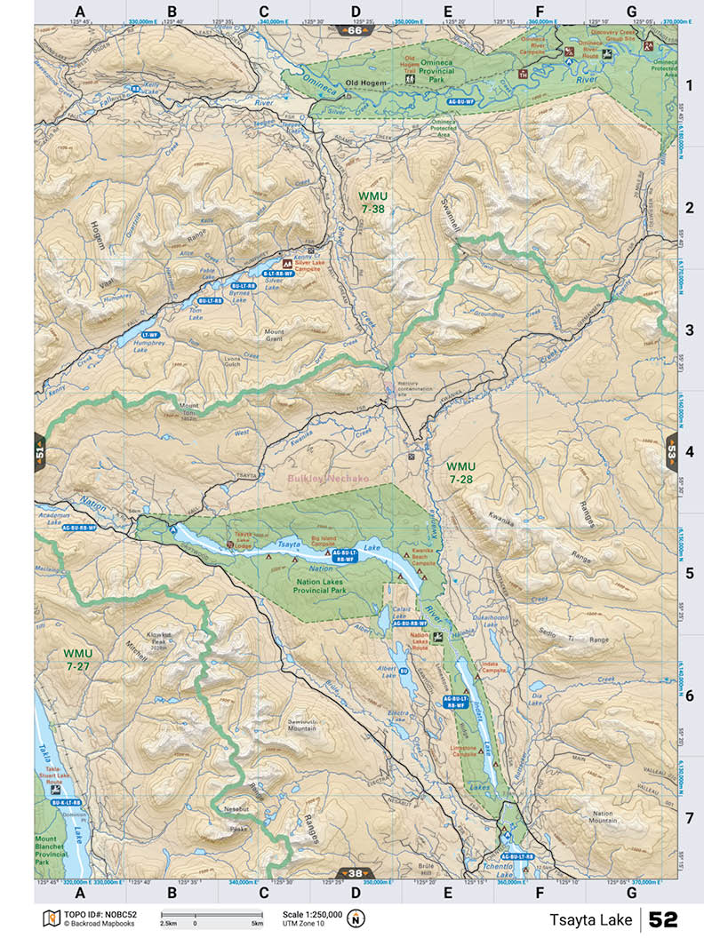 NOBC52 TOPO Map - Tsayta Lake - Backroad Maps
