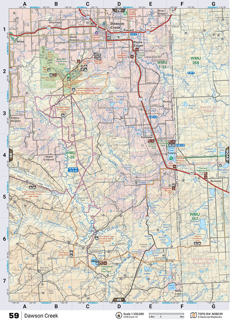 NOBC59 TOPO Map - Dawson Creek - Backroad Maps