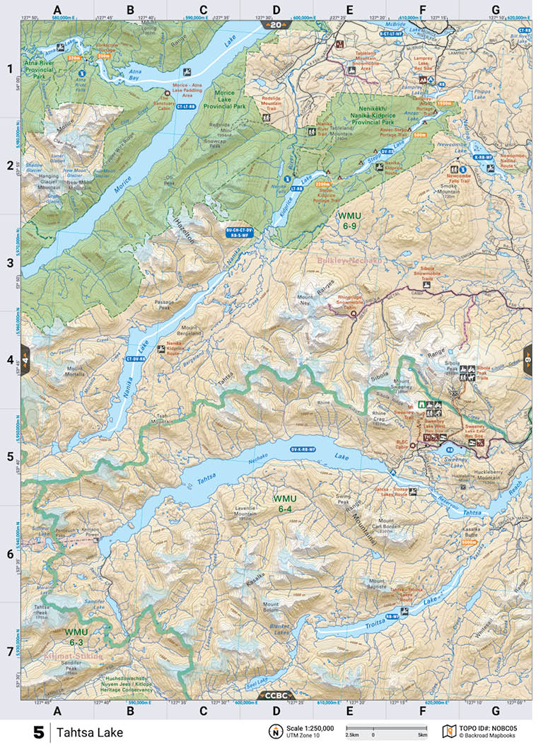 NOBC5 TOPO Map - Tahtsa Lake - Backroad Maps