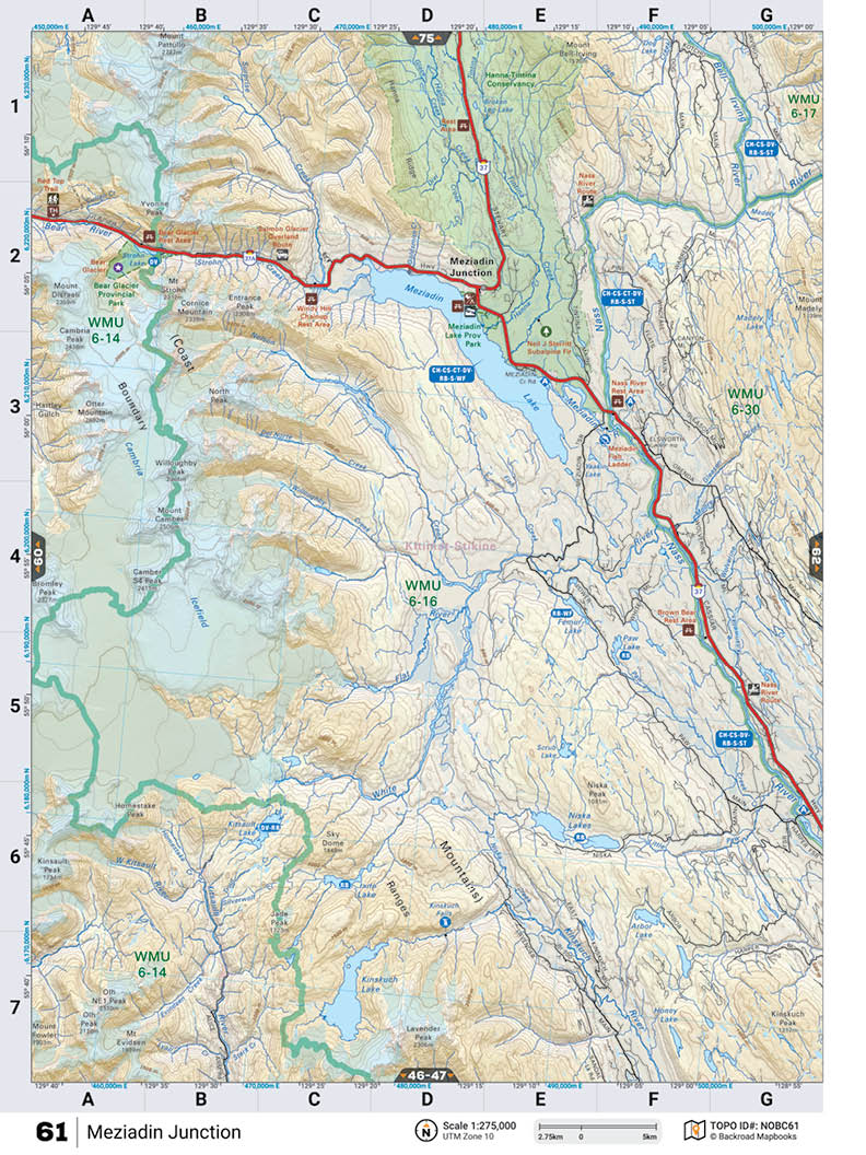 NOBC61 TOPO Map - Meziadin Junction - Backroad Maps
