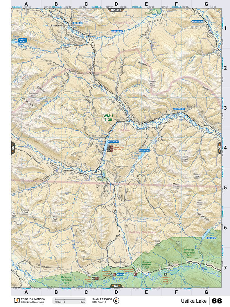 NOBC66 TOPO Map - Usilka Lake - Backroad Maps