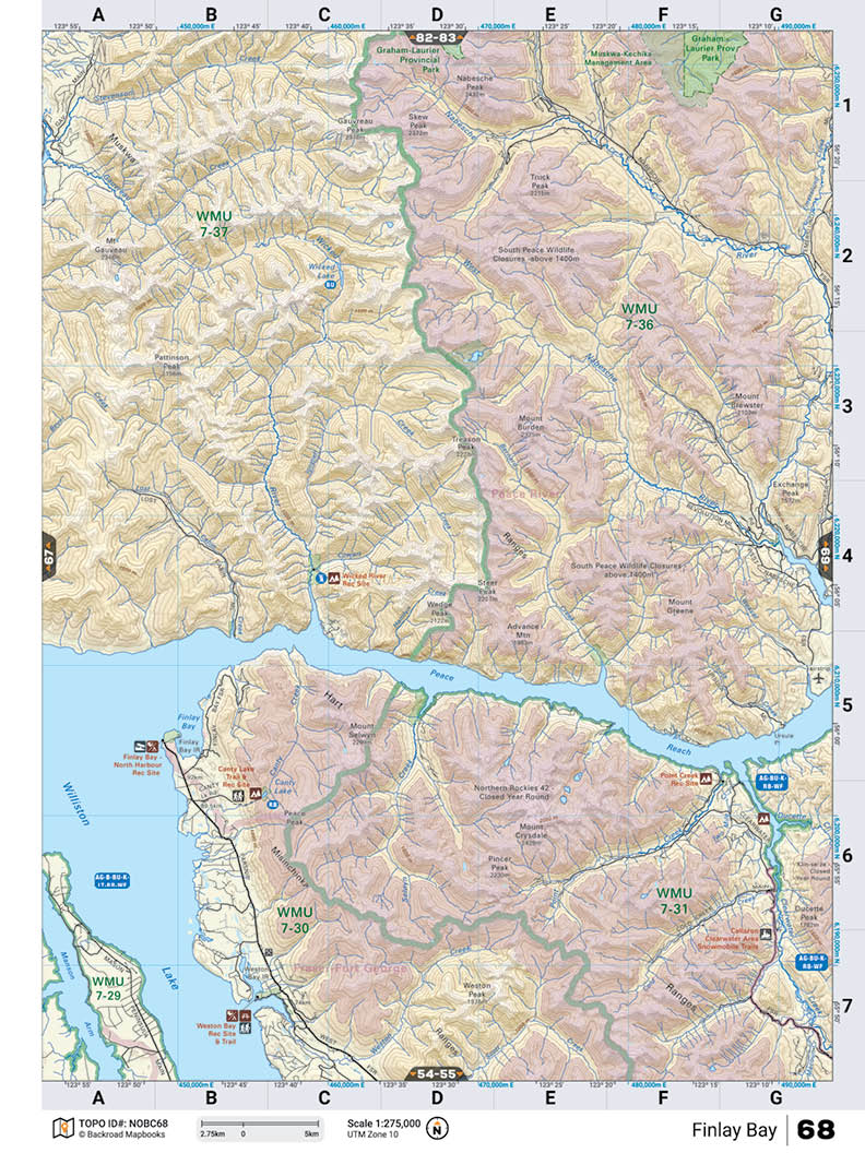 NOBC68 TOPO Map - Finlay Bay - Backroad Maps