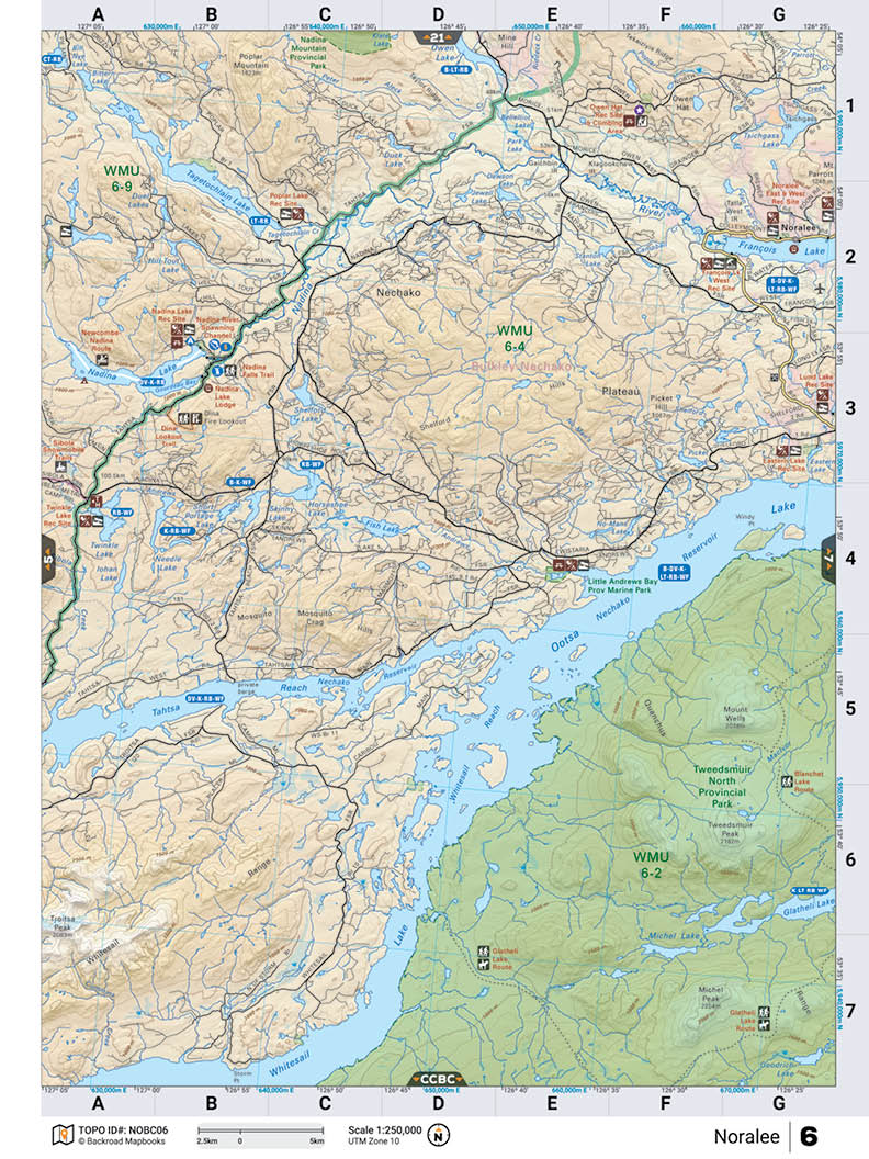 NOBC6 Wall Map - Noralee - Backroad Maps