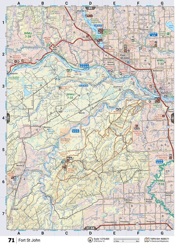 NOBC71 TOPO Map - Fort St John - Backroad Maps