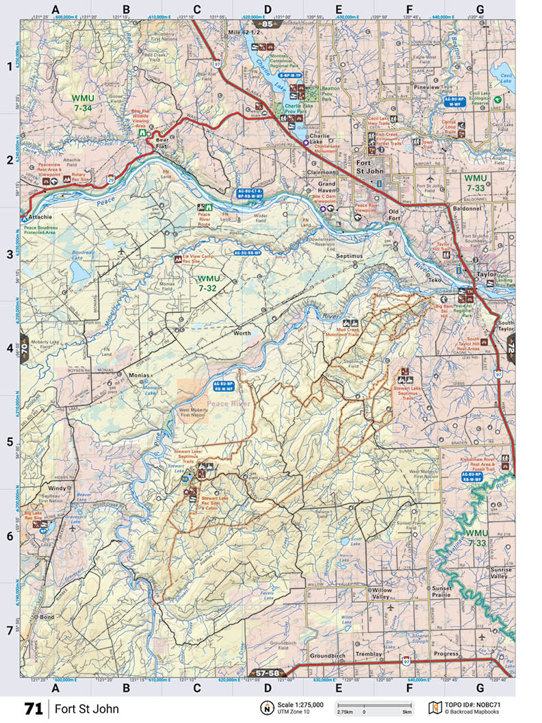 NOBC71 Wall Map - Fort St John - Backroad Maps
