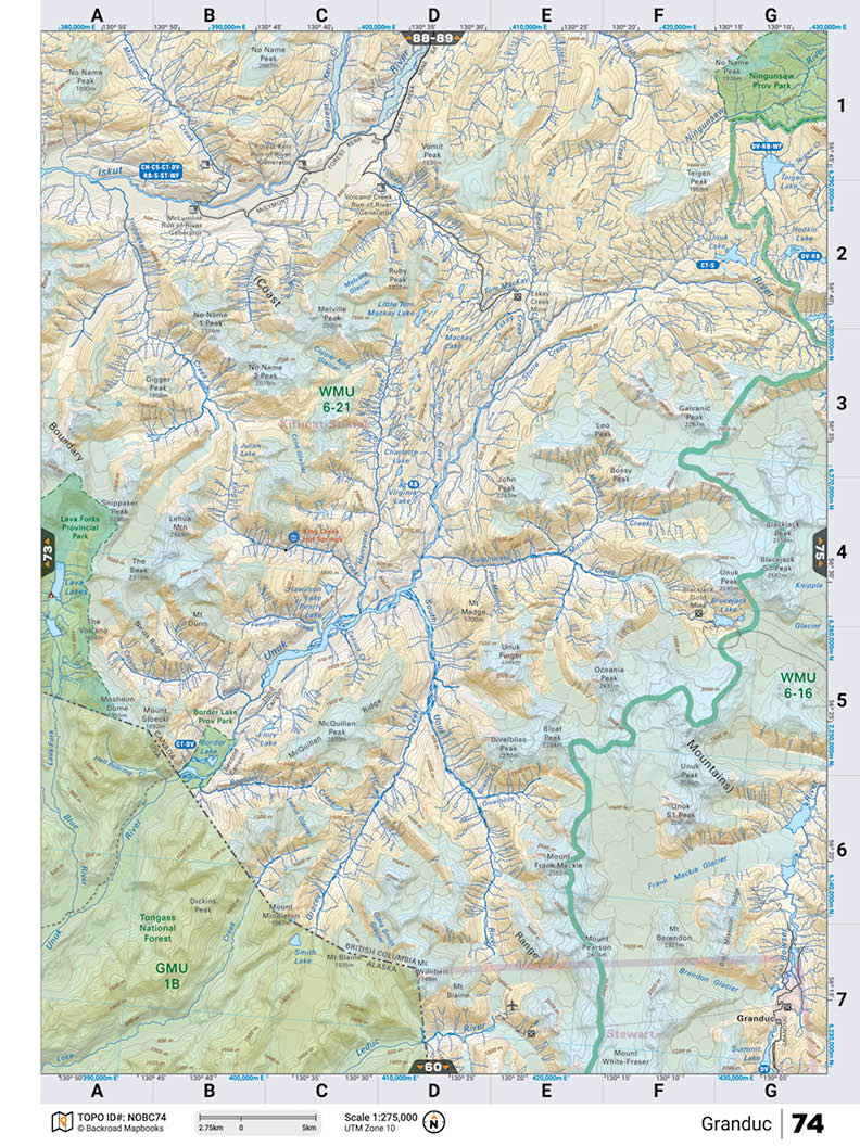 NOBC74 Wall Map - Granduc - Backroad Maps