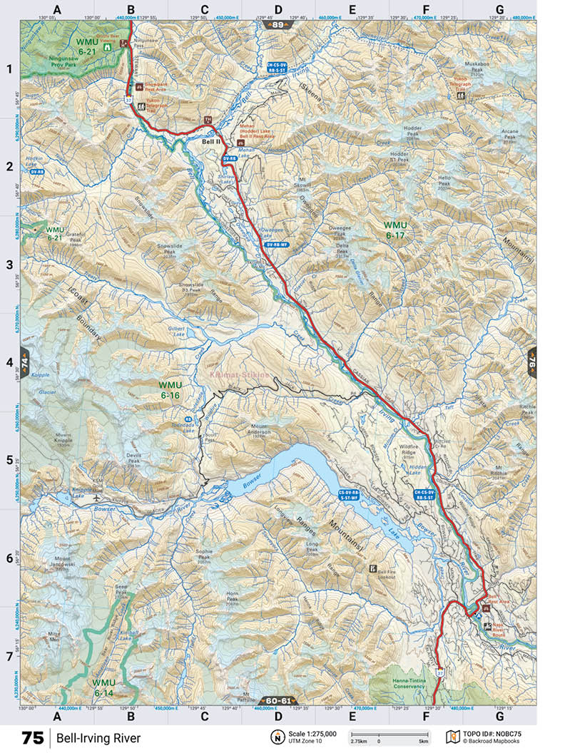 NOBC75 TOPO Map - Bell-Irving River - Backroad Maps