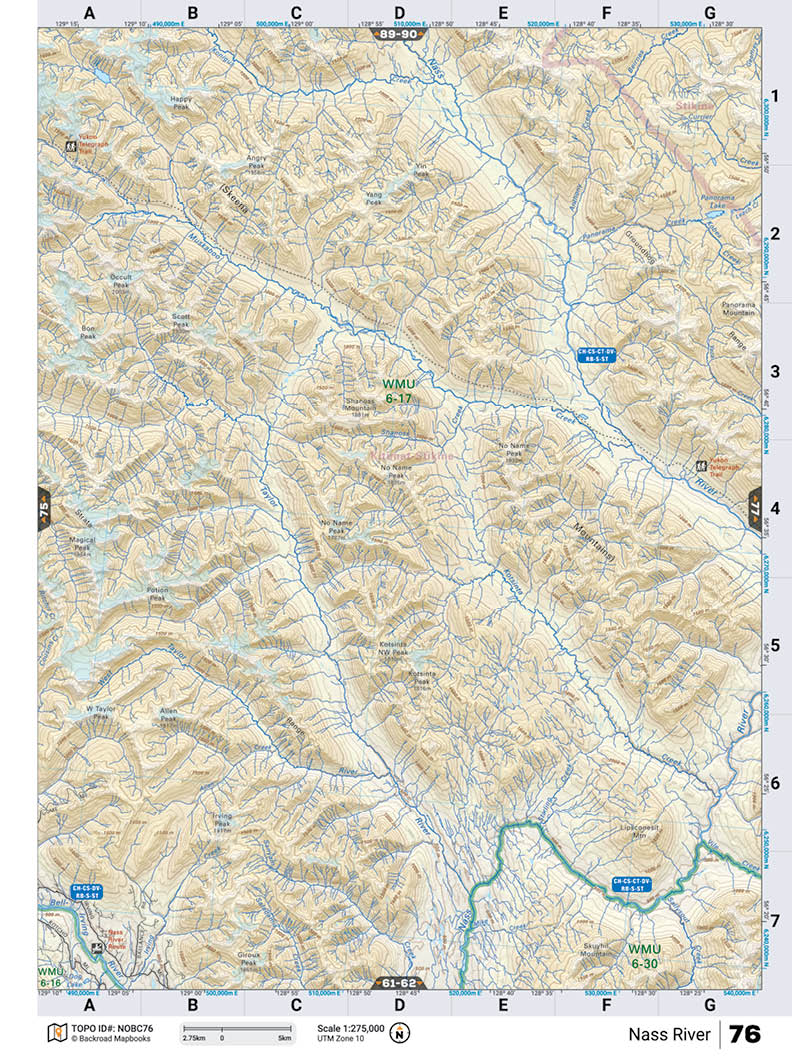 NOBC76 TOPO Map - Nass River - Backroad Maps