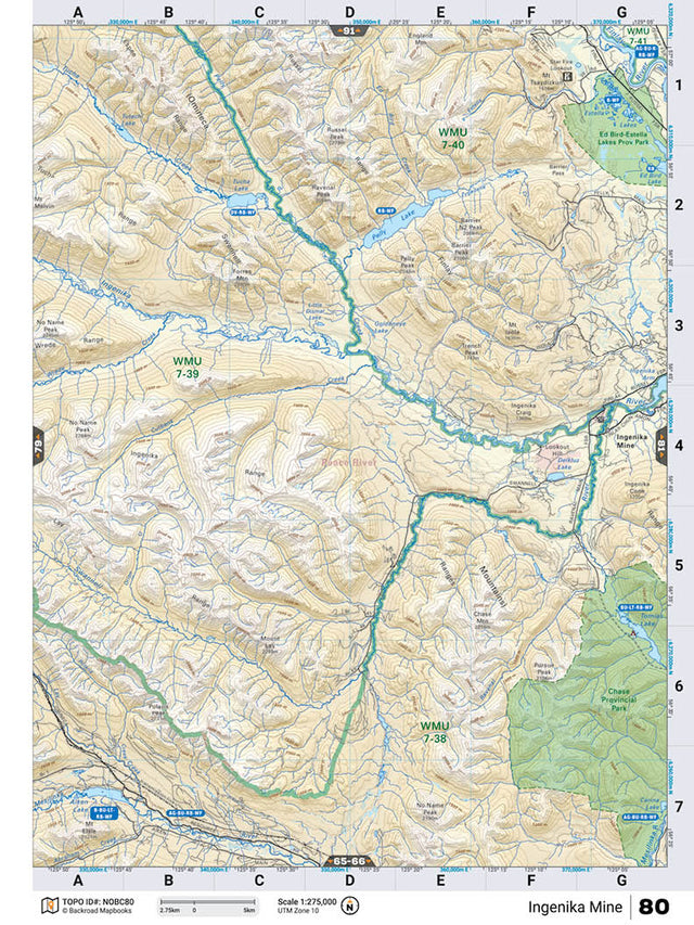 NOBC80 Wall Map - Ingenika Mine - Backroad Maps