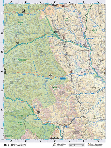 NOBC83 TOPO Map - Halfway River - Backroad Maps
