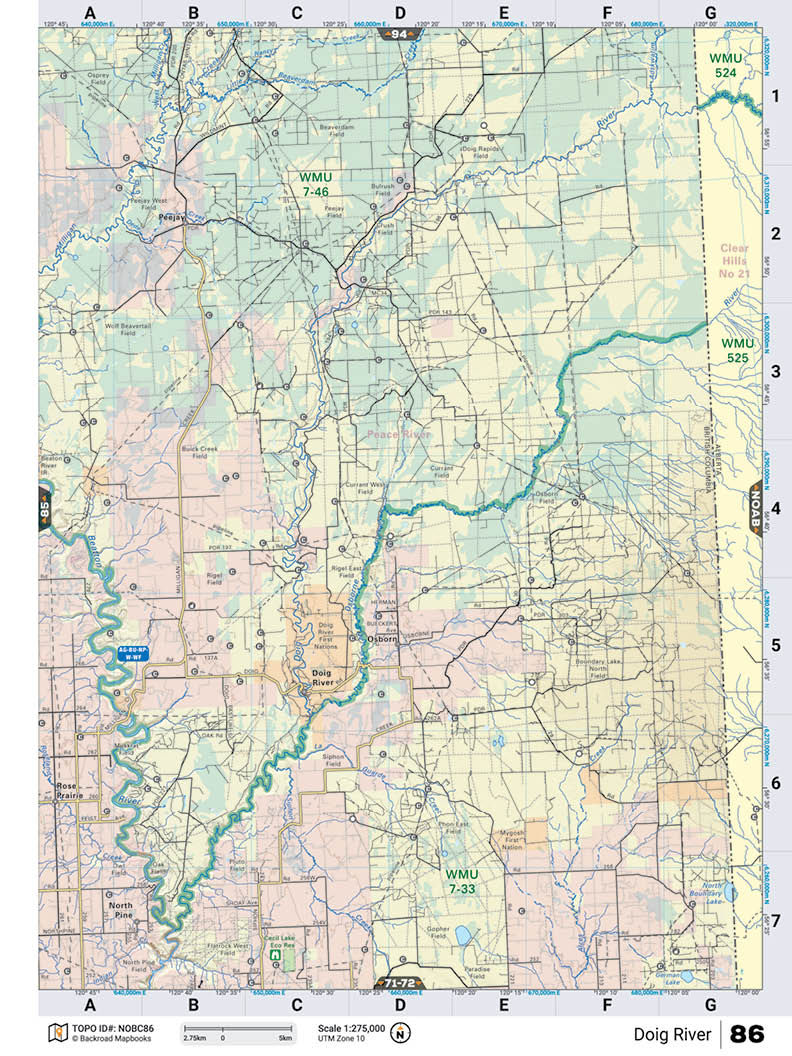 NOBC86 TOPO Map - Doig River - Backroad Maps