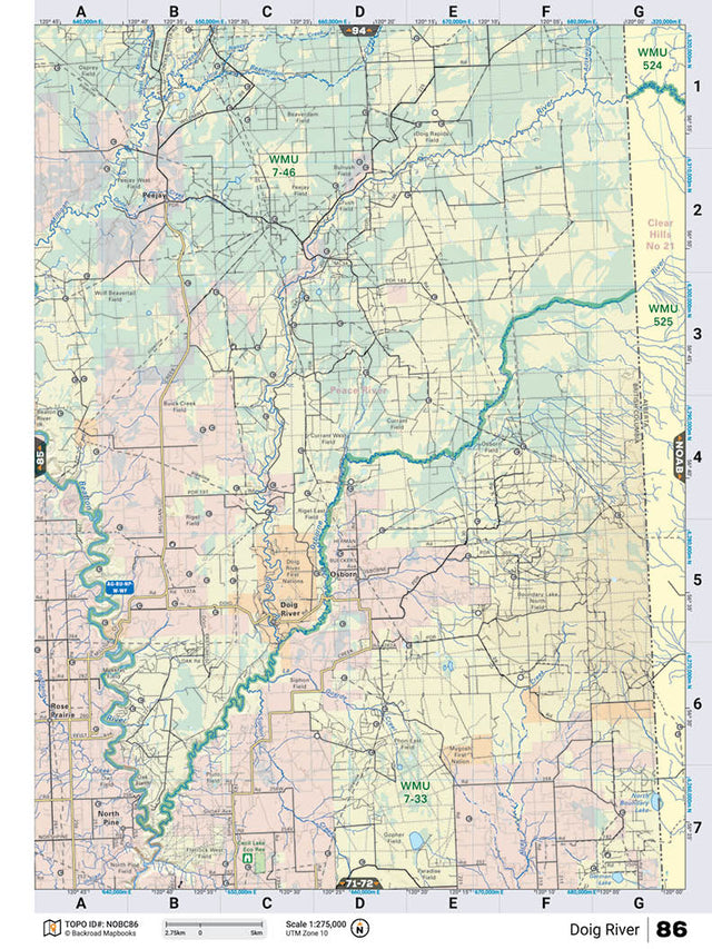 NOBC86 Wall Map - Doig River - Backroad Maps