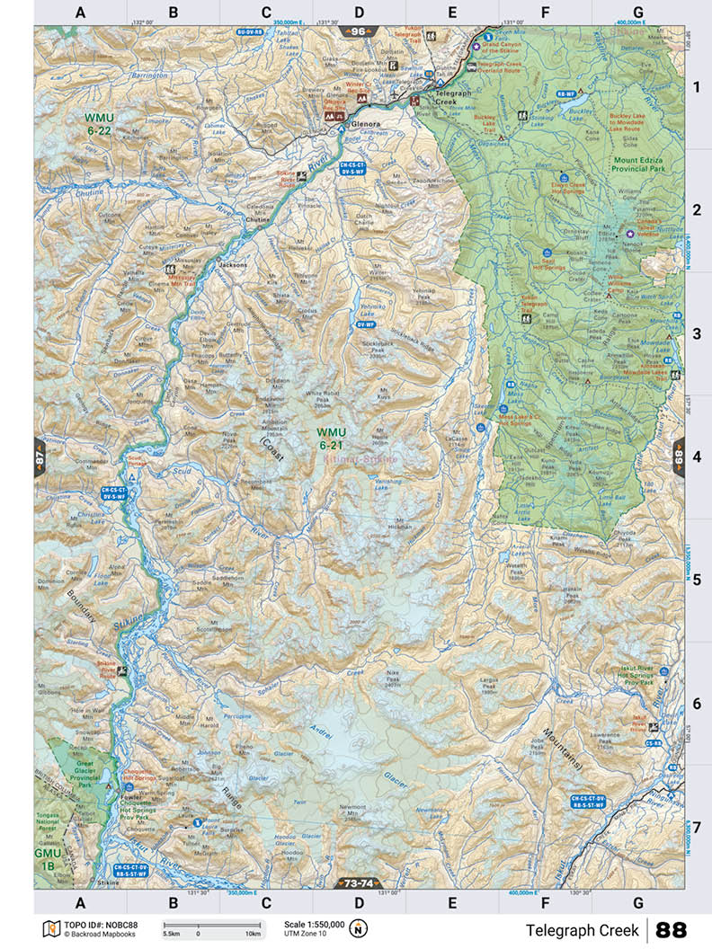 NOBC88 TOPO Map - Telegraph Creek - Backroad Maps